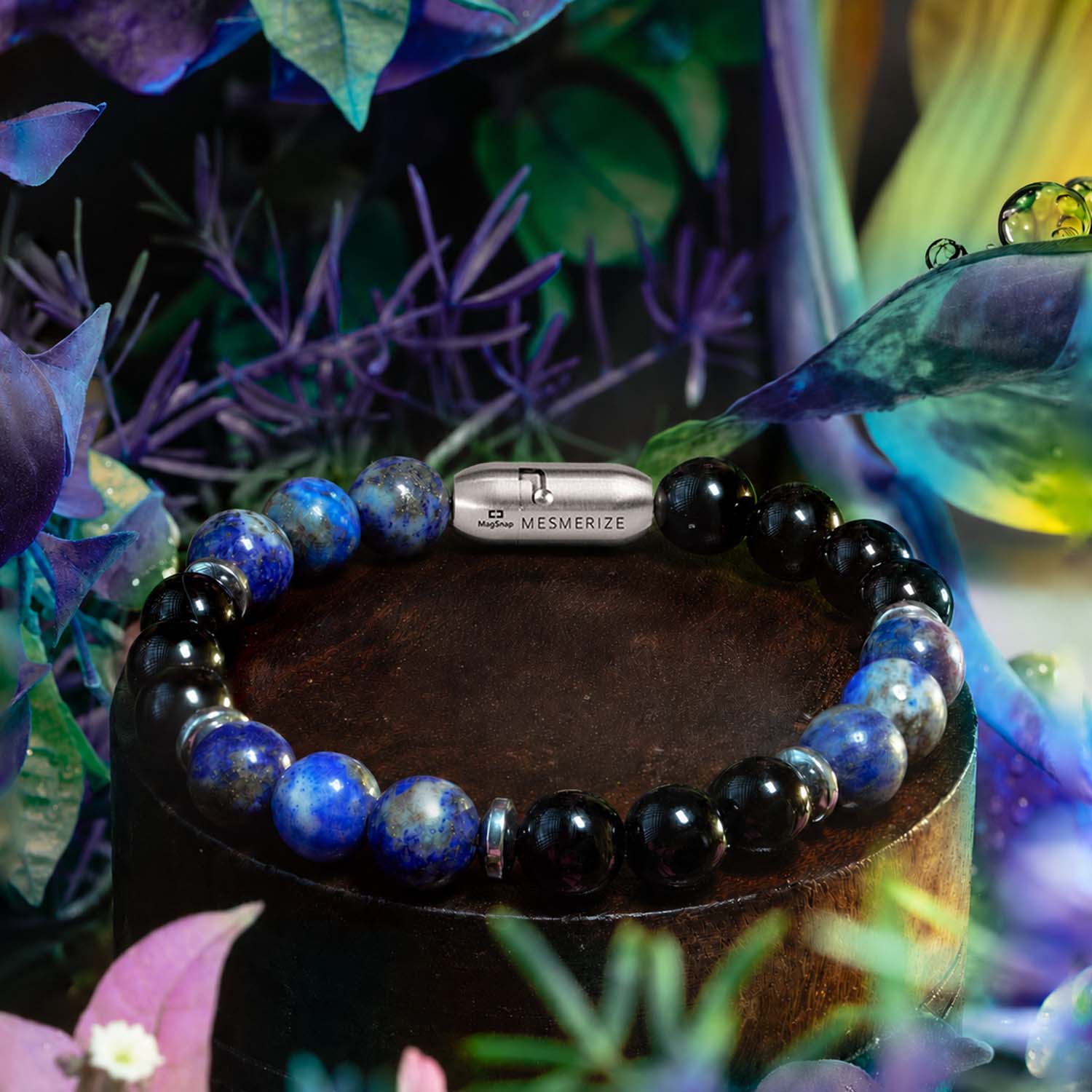 Natural Stone Jewellery Knowledge Gloss Onyx And Lapis Lazuli Natural Stone Bracelet With Magsnap