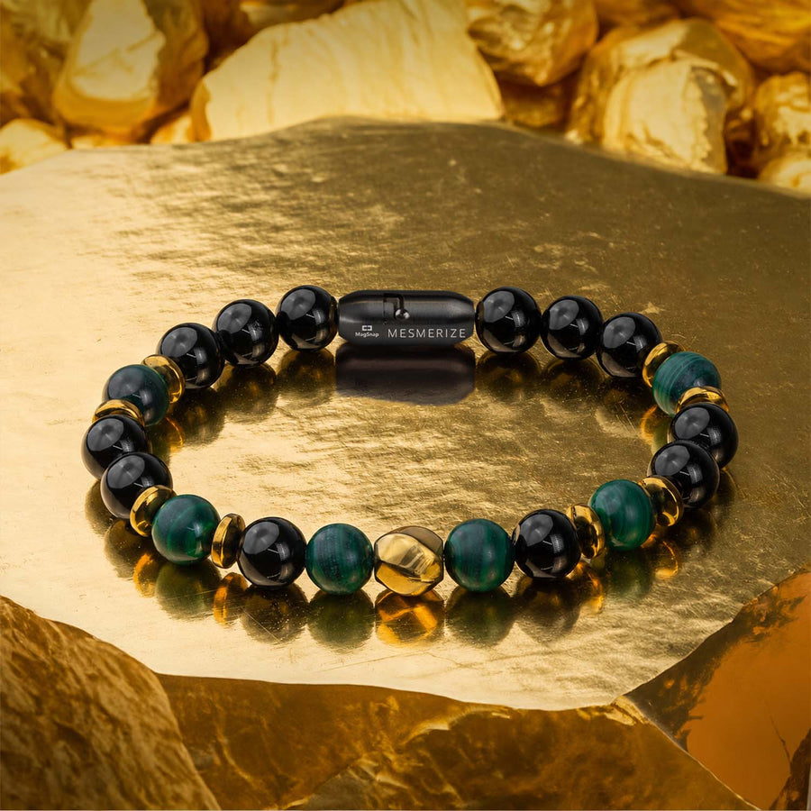 Prosperity Gloss Onyx & Malachite Natural Stone Bracelet
