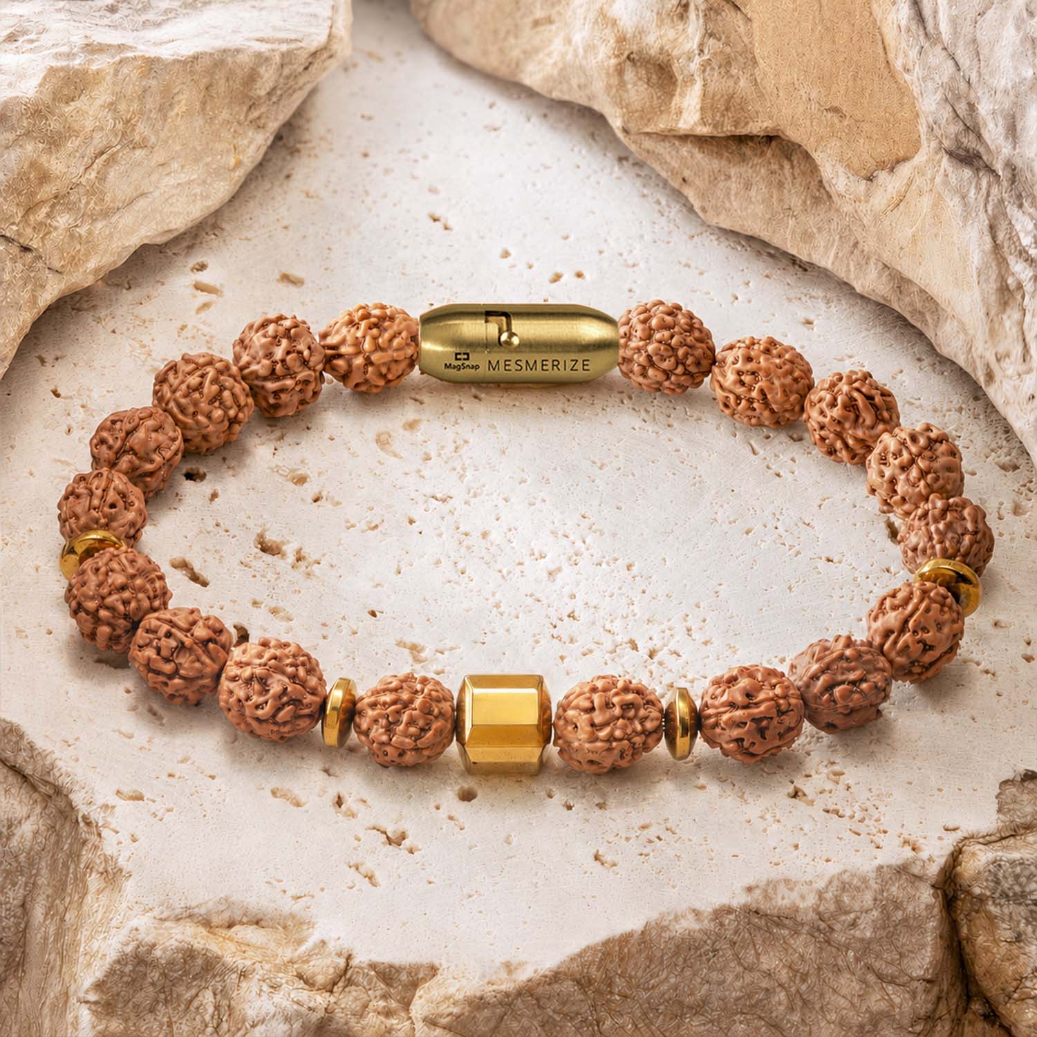 Non Personalised Spiritual Rudraksh Natural Stone Bracelet with Magsnap 2
