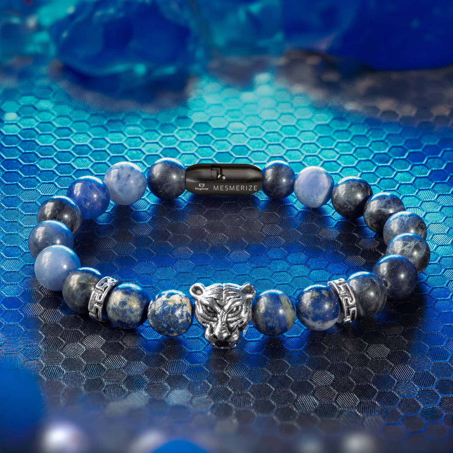 Wisdom Lapis Lazuli Natural Stone Panther Bracelet With Magsnap
