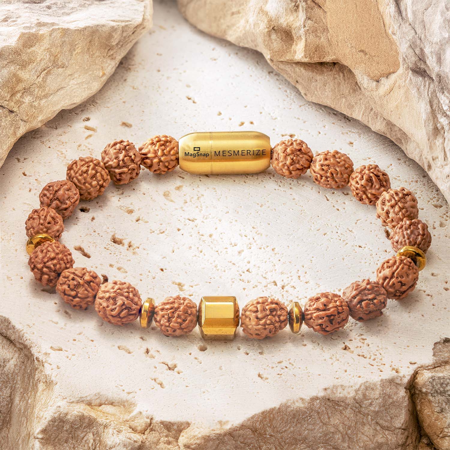 Non Personalised Spiritual Rudraksh Natural Stone Bracelet with Magsnap 2