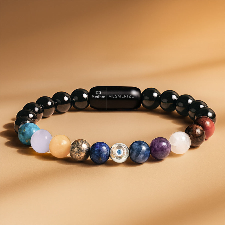 Pure 925 Silver Super 11 Chakra Natural Stone Bracelet With MagSnap