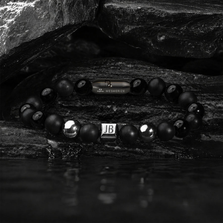 Personalised Stealth Gloss Black Bracelet With Magsnap