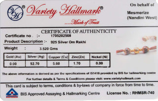 925 Silver Gold Om lab certificate 1