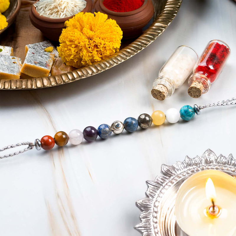 925 Silver 11 Chakra Evil Eye Rakhi