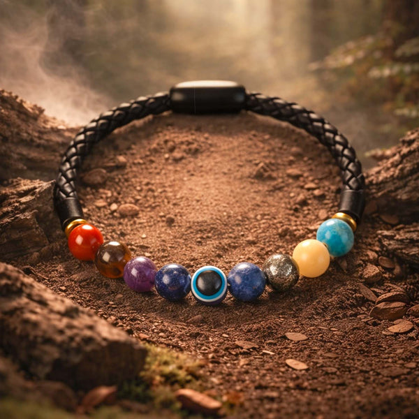 9 Chakra Natural Stone NeoLeather Bracelet