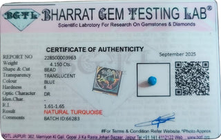 African Turquoise lab certificate 8
