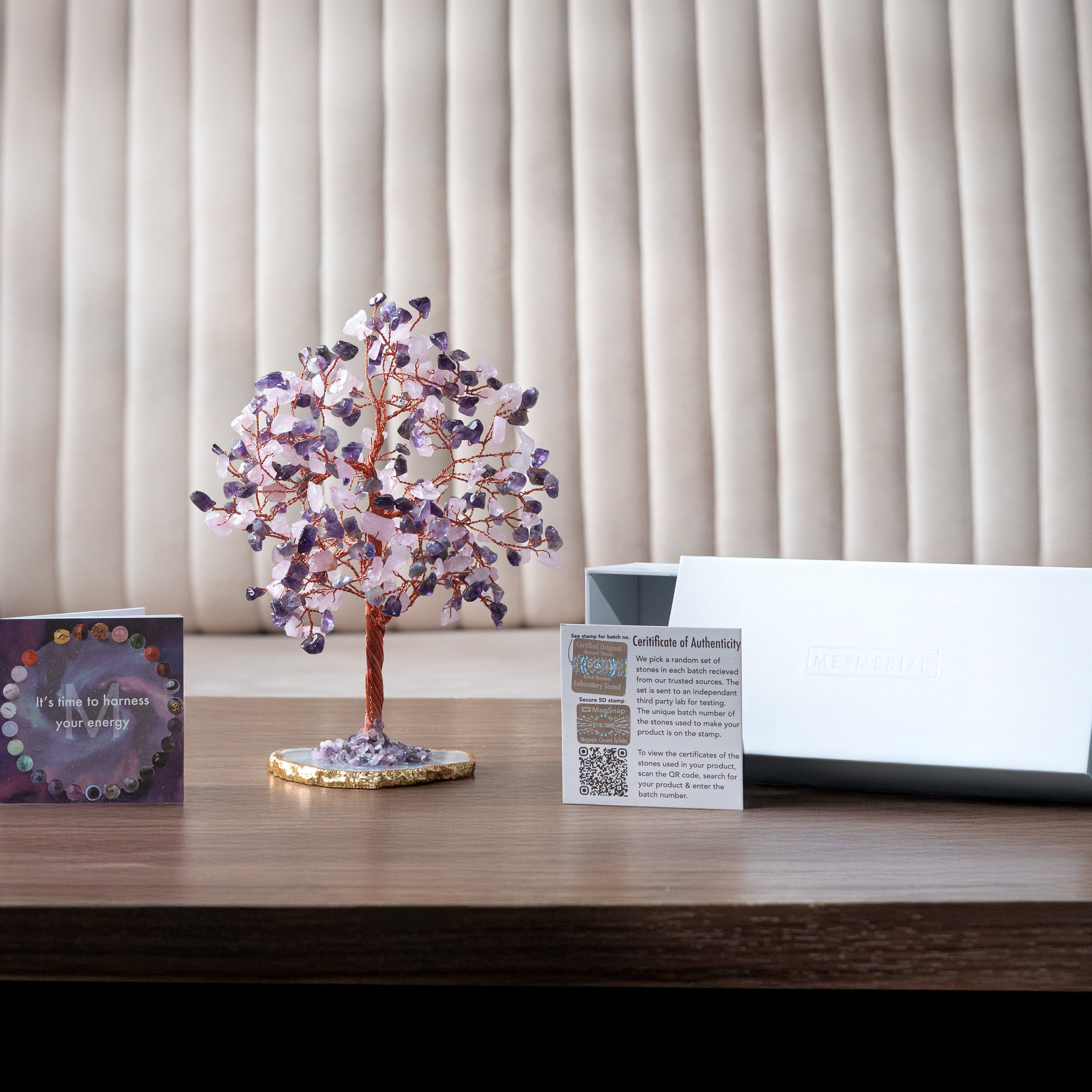 Amethyst & Rose Quartz Combo Tree With Natural Agate Base