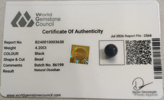 Black Obsidian lab certificate 8