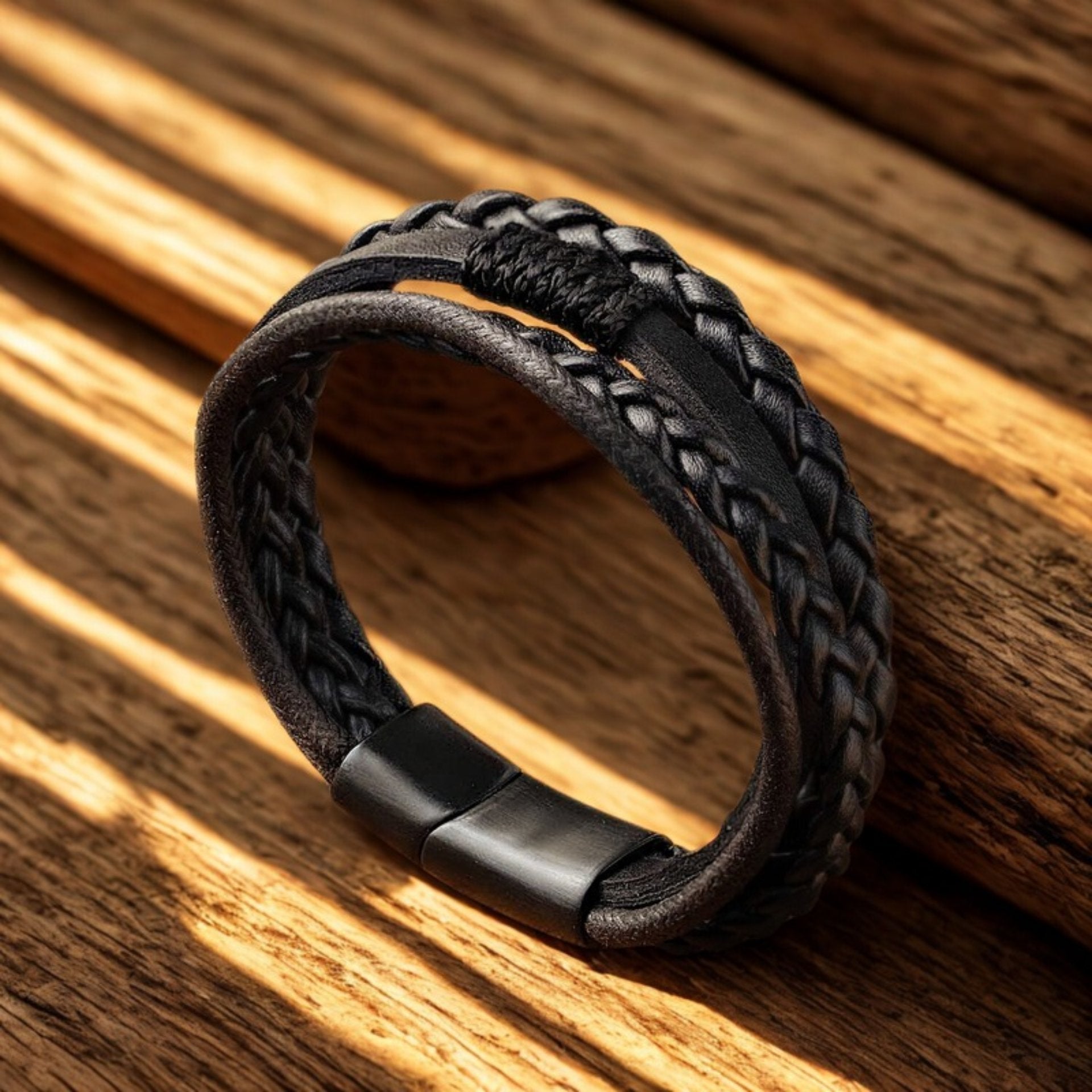 Rebel Grip Draped NeoLeather Bracelet with MagSlide Black