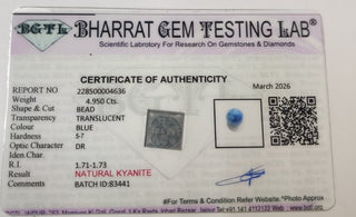Blue Kyanite lab certificate 3