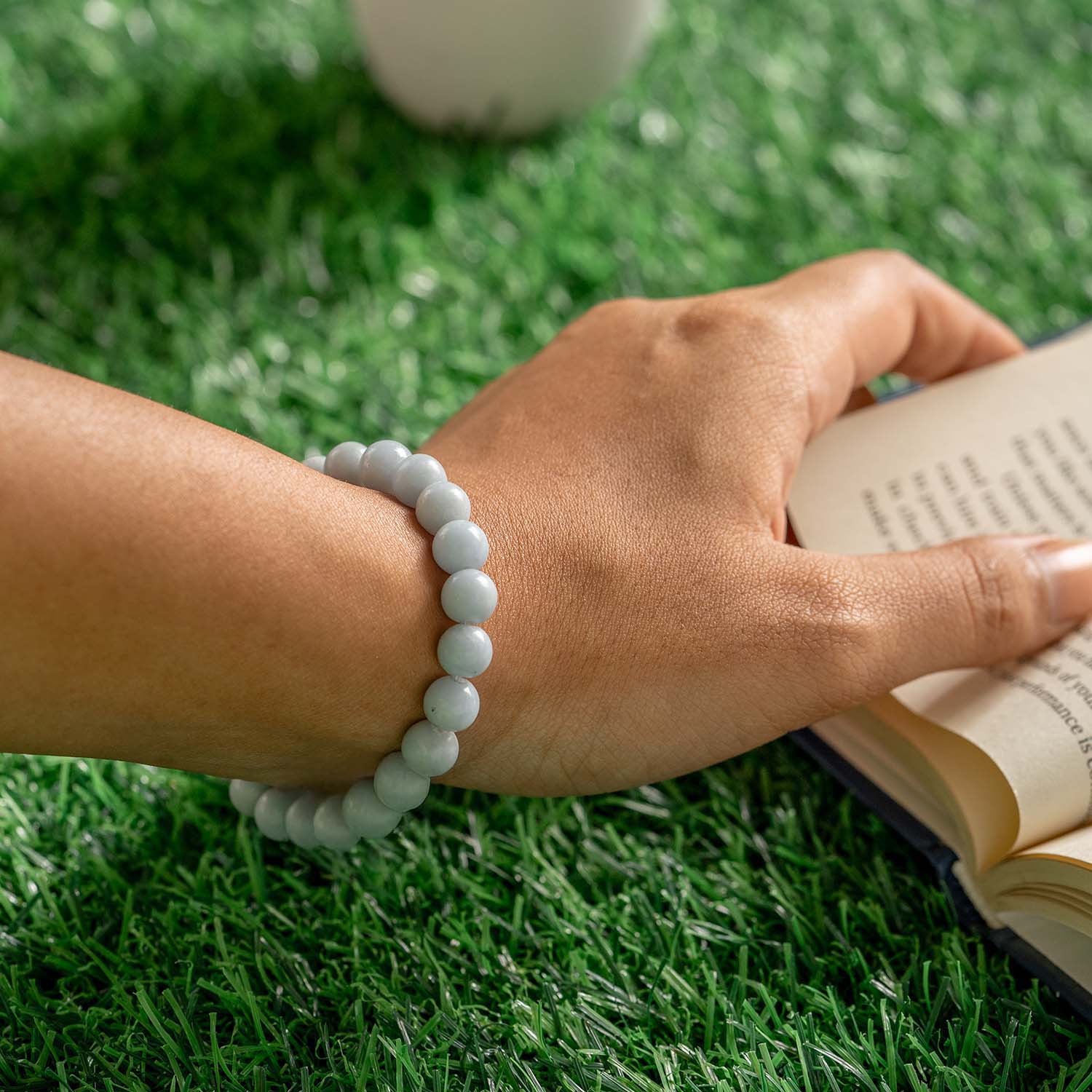 Calming Angelite Natural Stone Elastic Bracelet