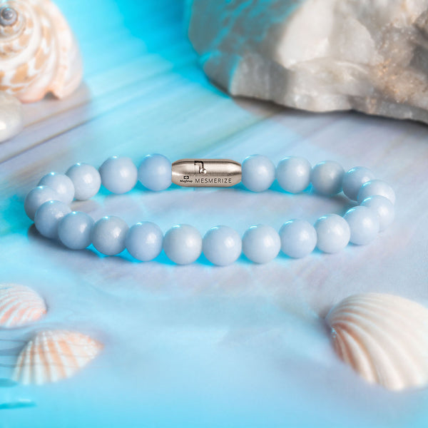 Calming Angelite Natural Stone Bracelet with MagSnap