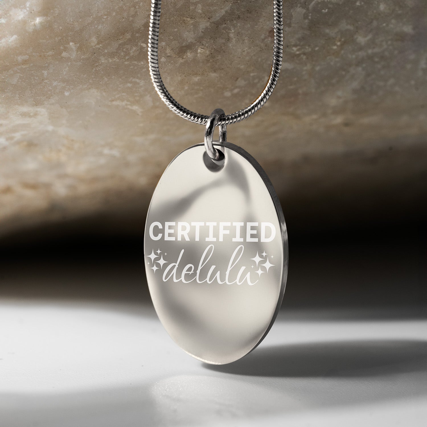 Certified Delulu Oval Necklace Silver