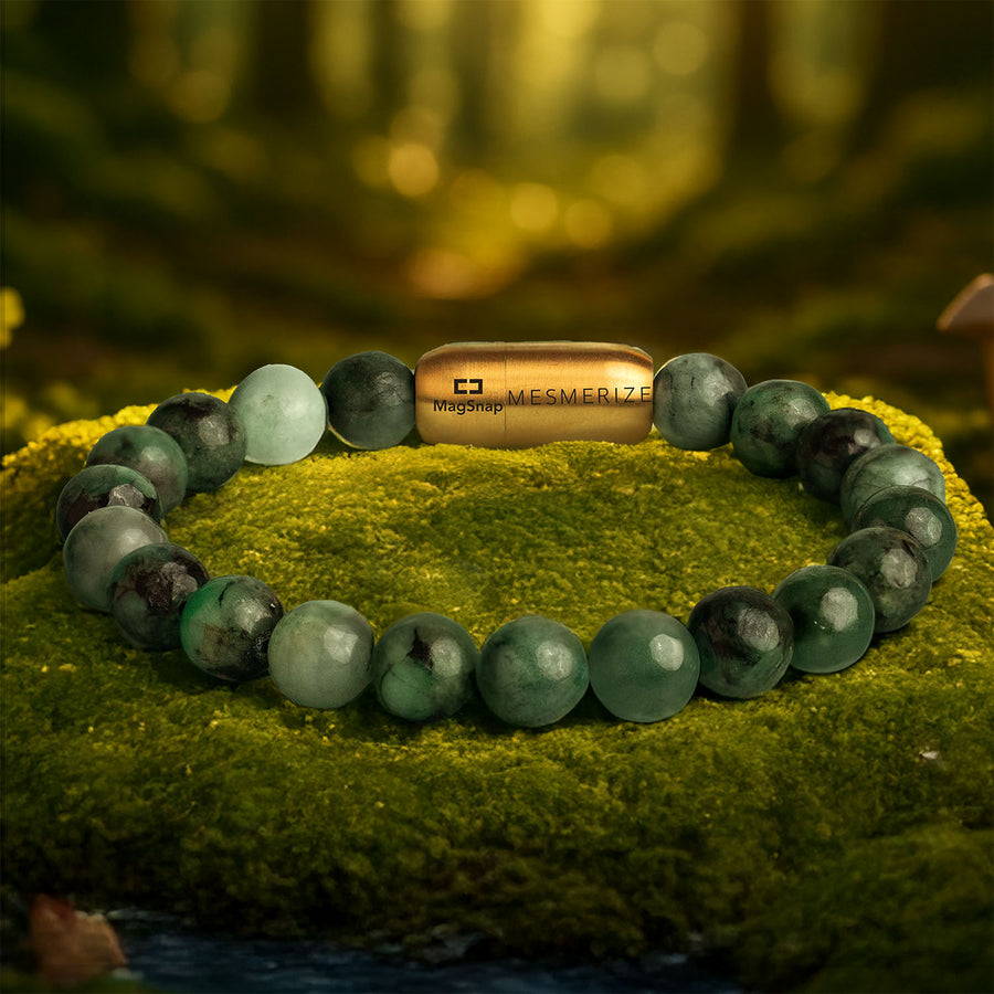Green Radiance Emerald Natural Stone Bracelet with Magsnap