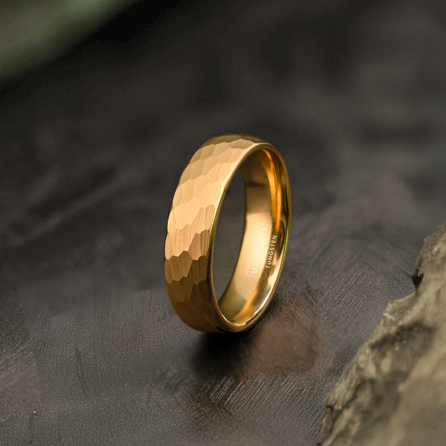 Forged Hammered Tungsten Carbide Band Ring