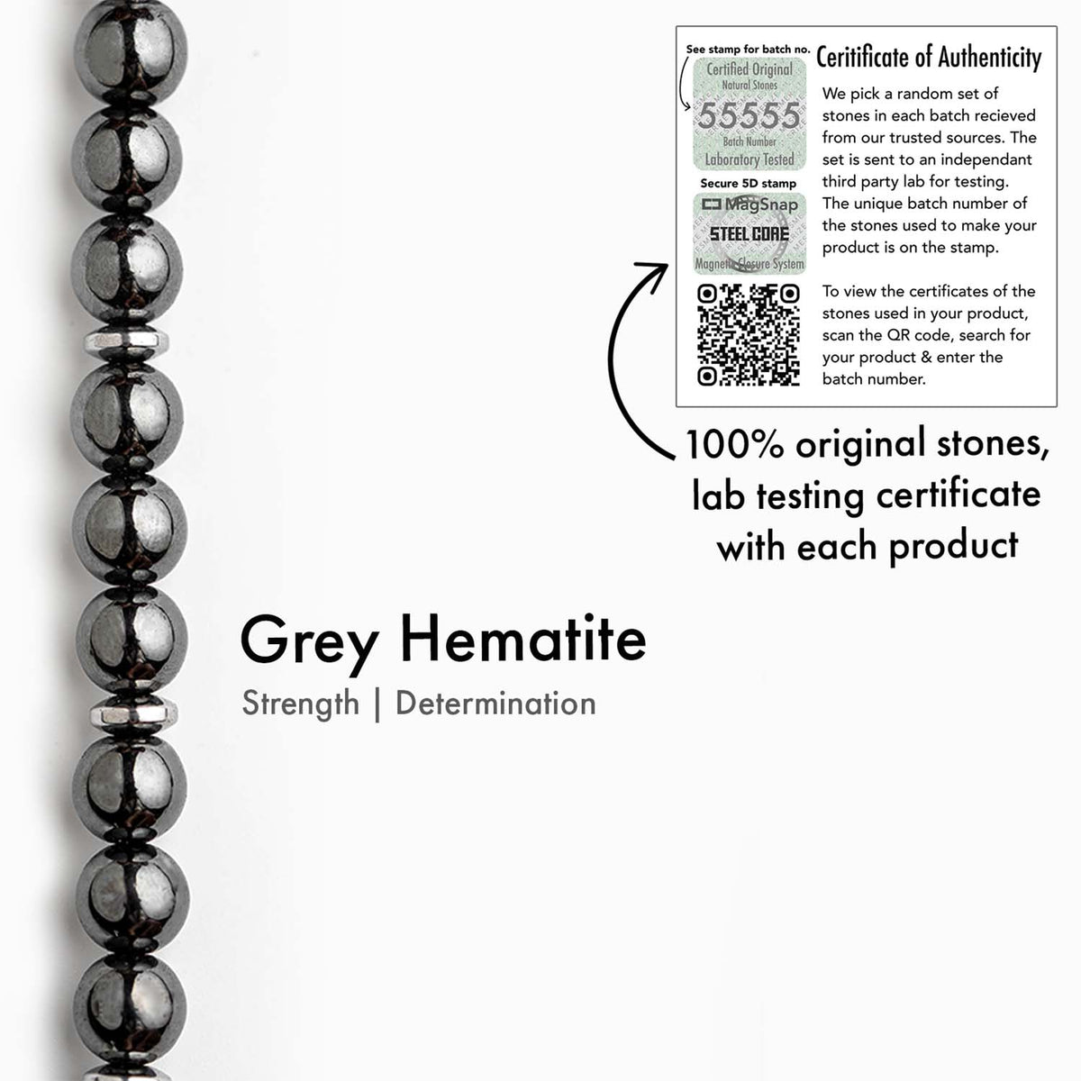 Mystic Grey Hematite Natural Stone Bracelet 2
