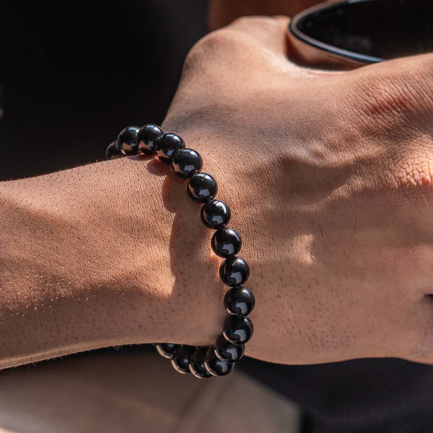 Grounding Black Obsidian Natural Stone Bracelet