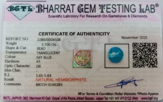 Hemimorphite lab certificate 1