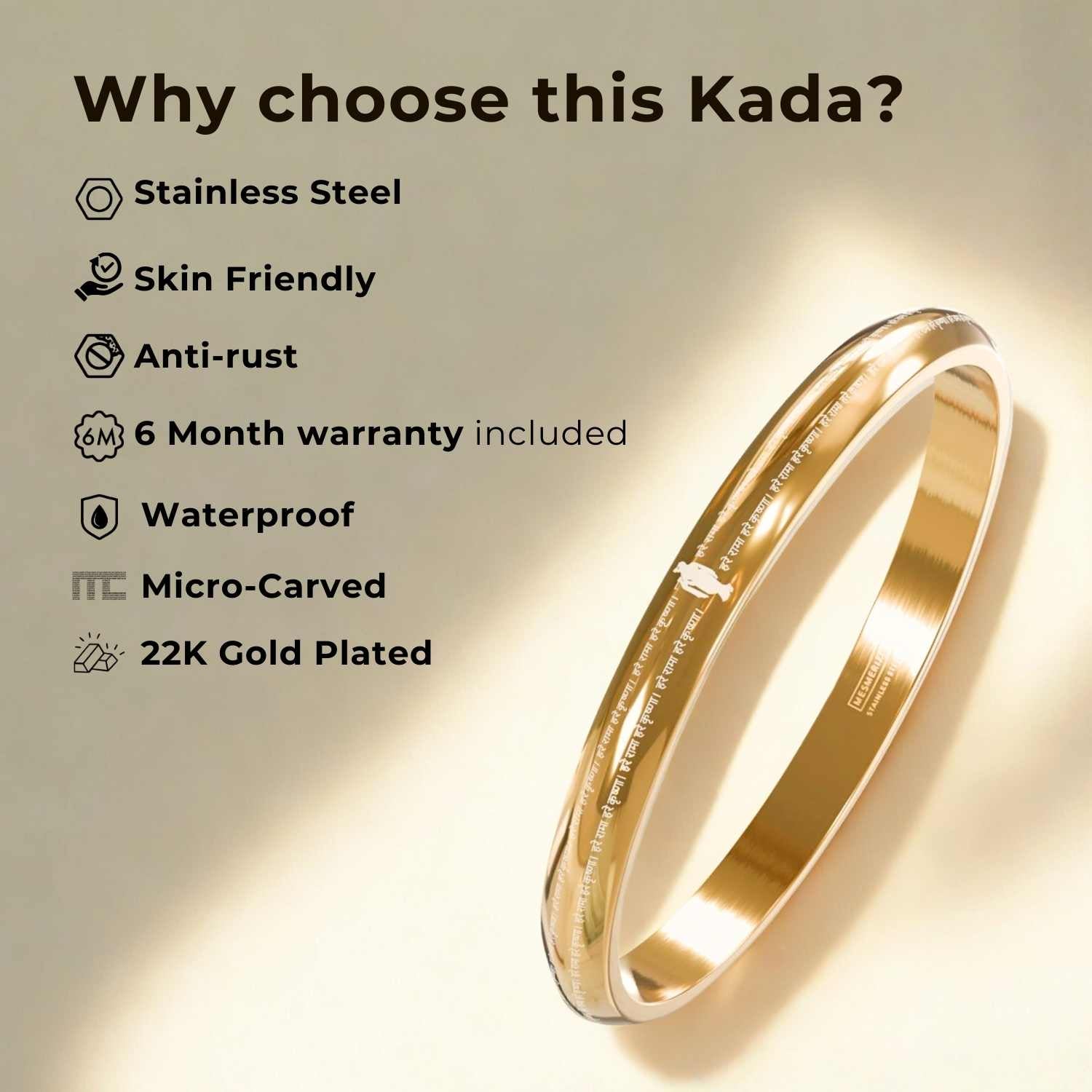 Om Namah Shivay MicroCarved Round Curved Kada Black