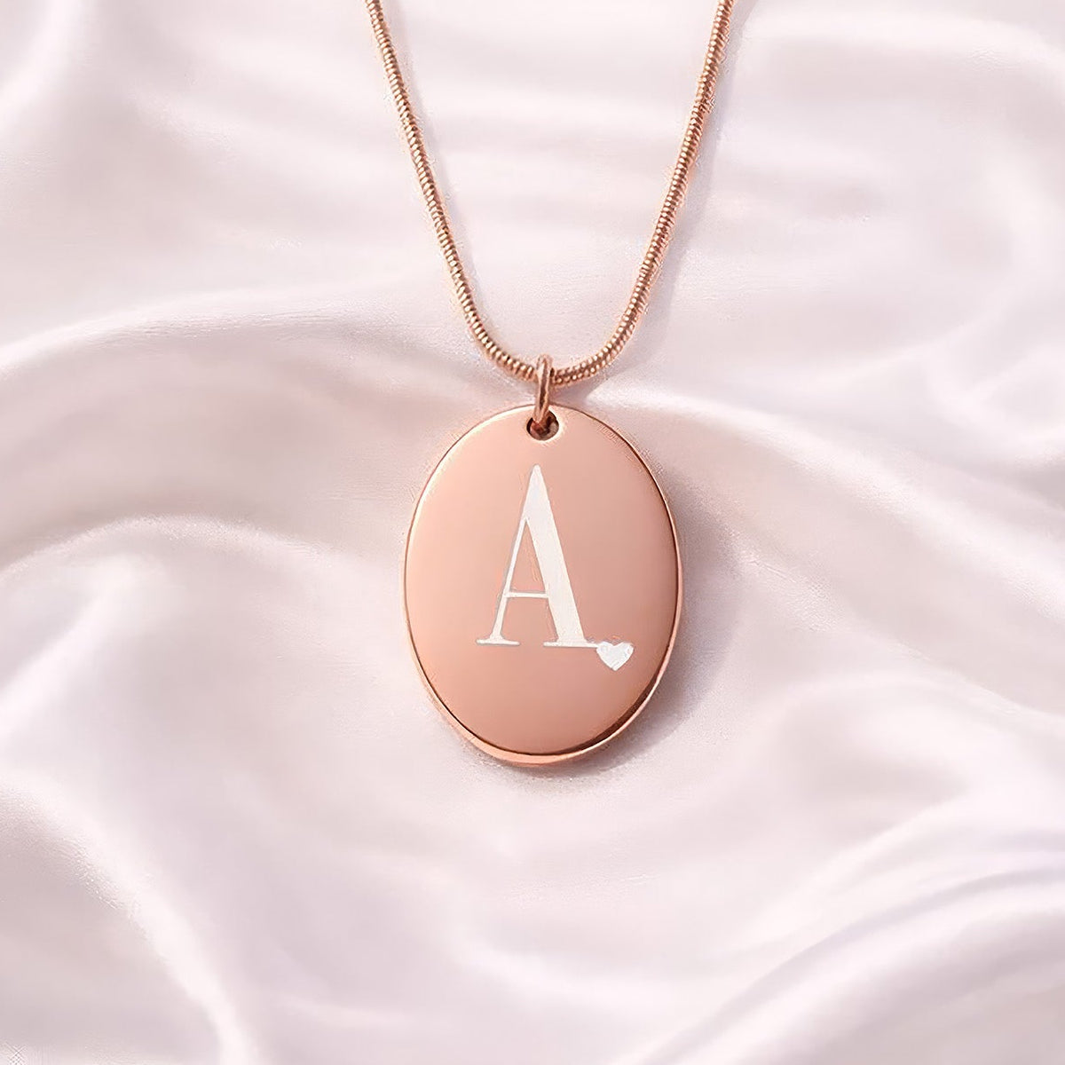Initials Oval Necklace Rose Gold