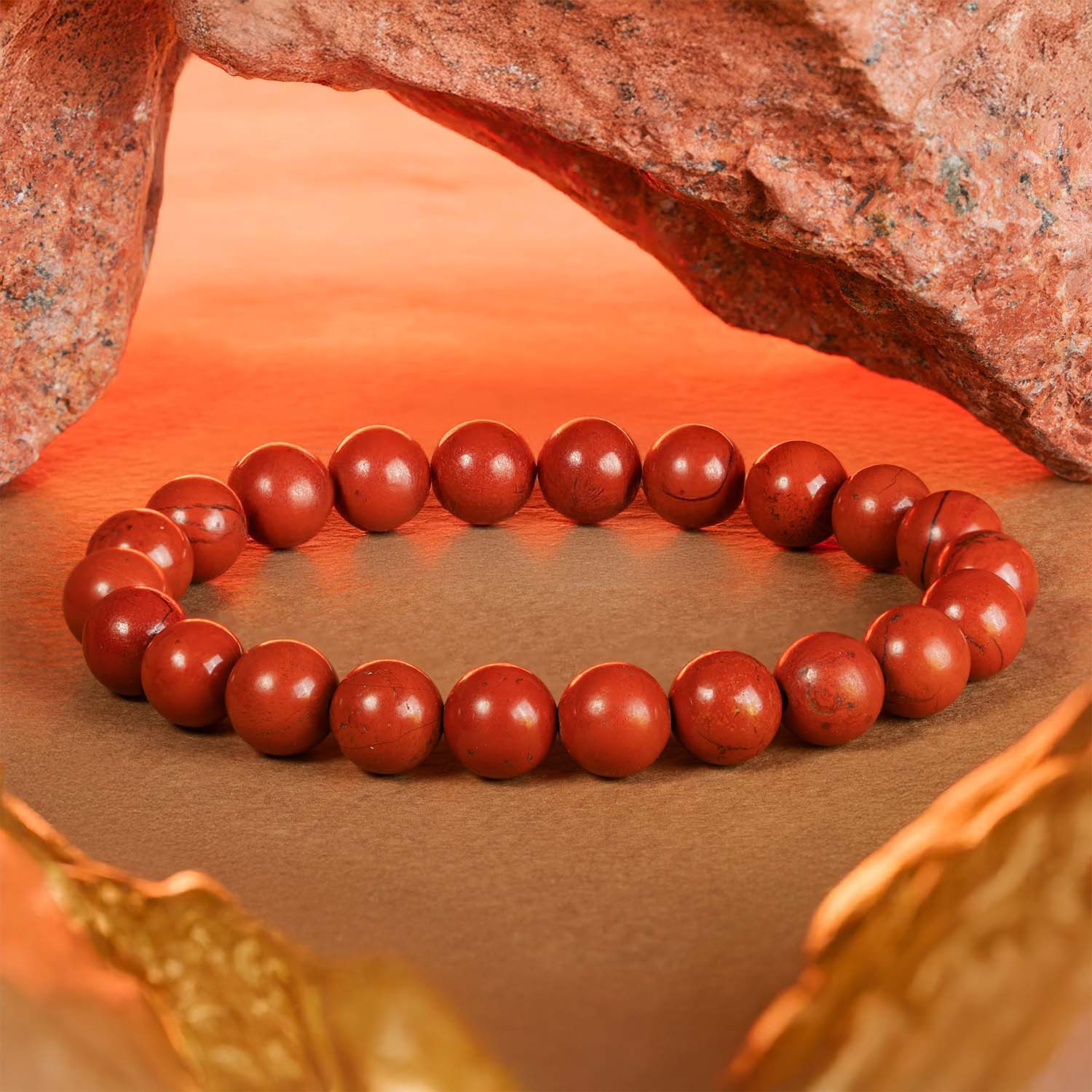 Inner Strength Red Jasper Natural Stone Elastic Bracelet