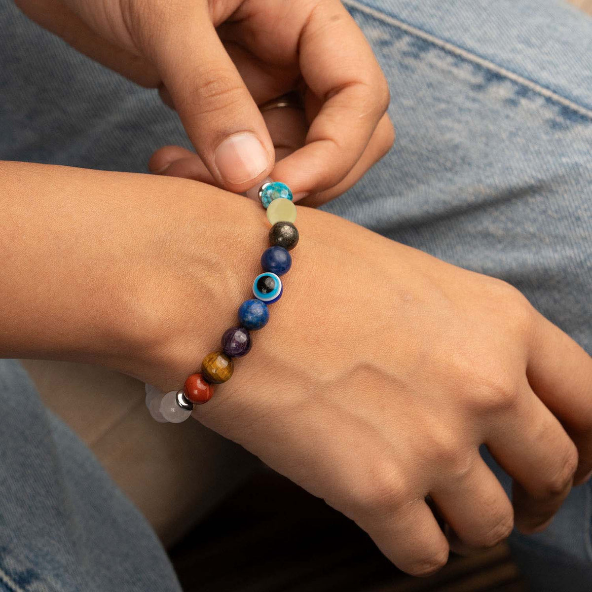 Solace Rose Quartz 9 Chakras Natural Stone Bracelet 2