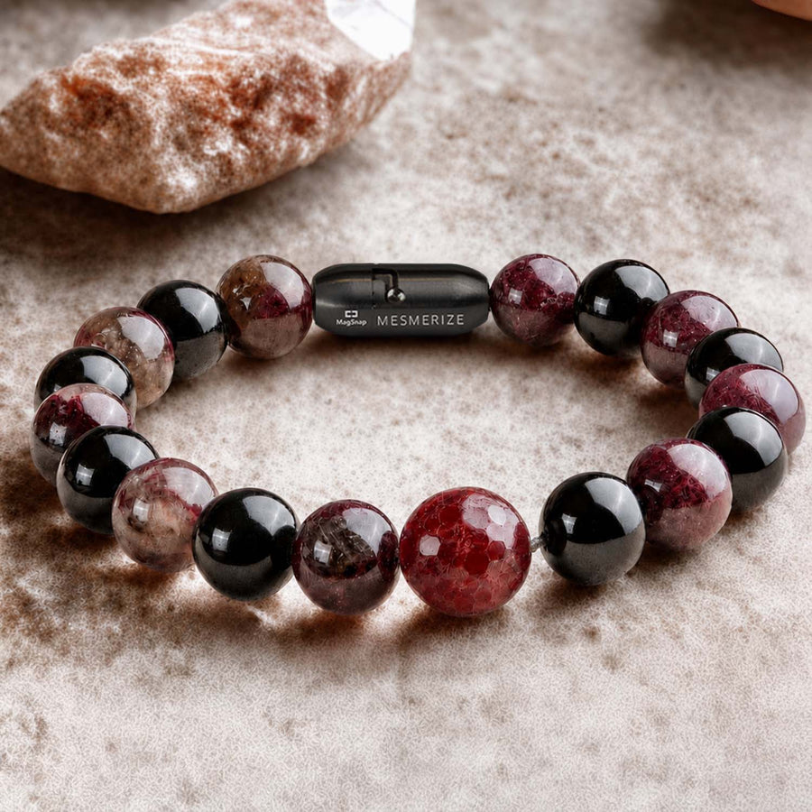 Luminous Pink Tourmaline & Ruby Natural Stone Bracelet With MagSnap 4