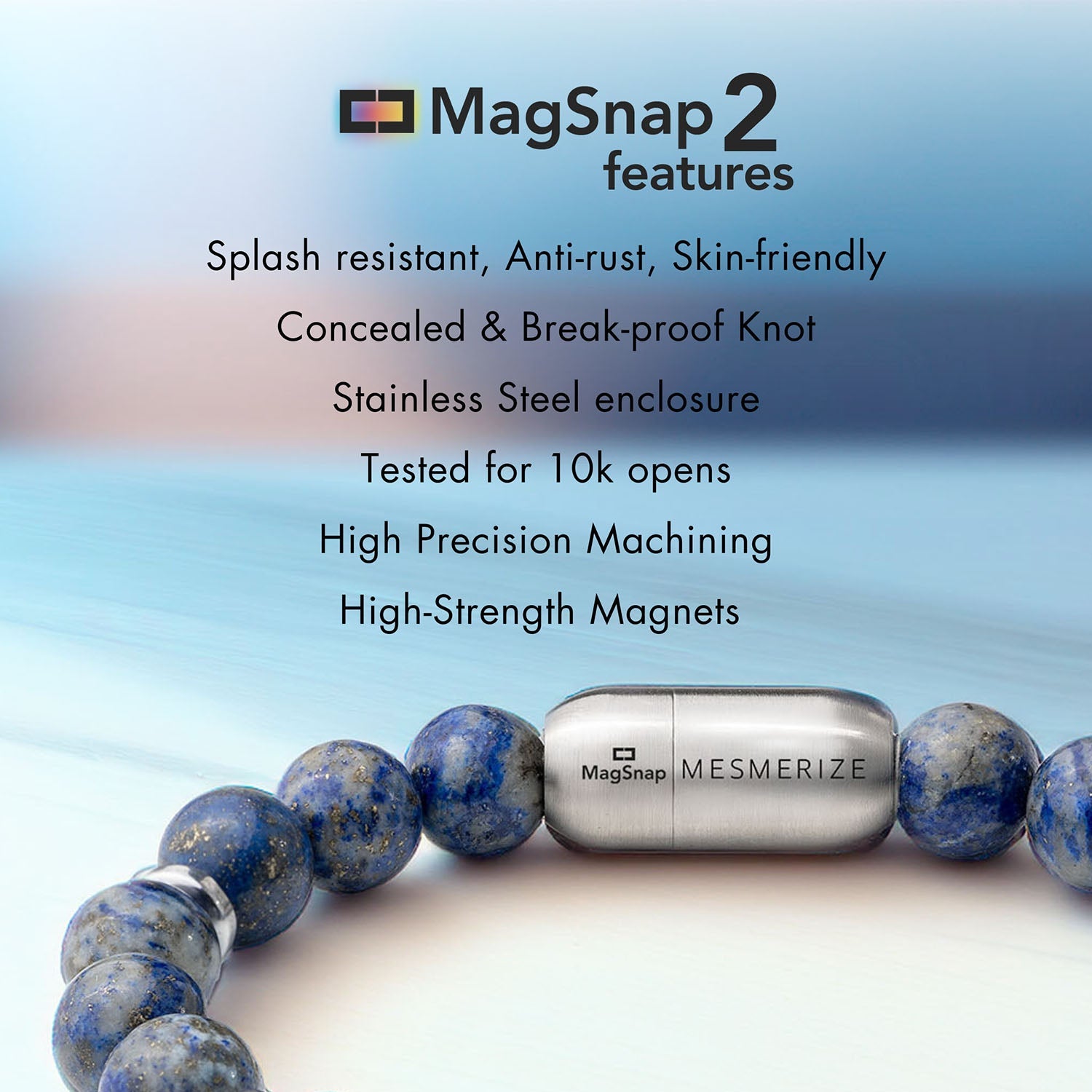 Non Personalised Knowledge Gloss Onyx And Lapis Lazuli Natural Stone Bracelet With Magsnap 2