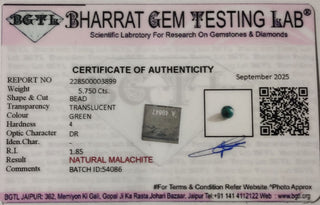 Malachite lab certificate 4