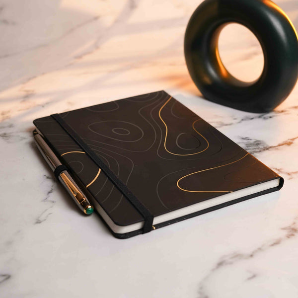 Matte Black Notebook with Malachite 2 in 1 MagSnap Roller Ball Pen with Stylus None
