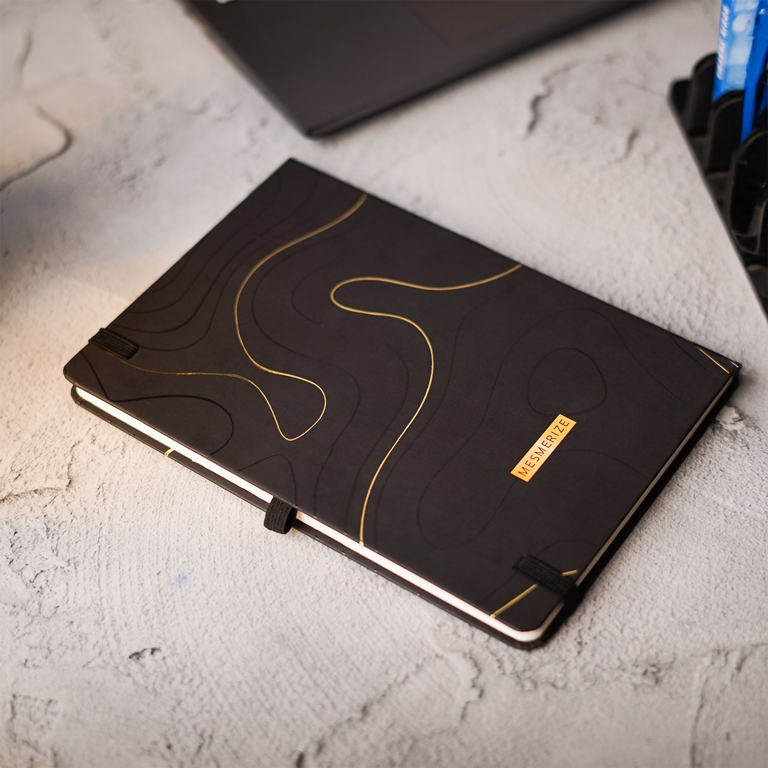 Matte Black Notebook with Ultra Matte Black Onyx 2 in 1 MagSnap Roller Ball Pen with Stylus Personalised