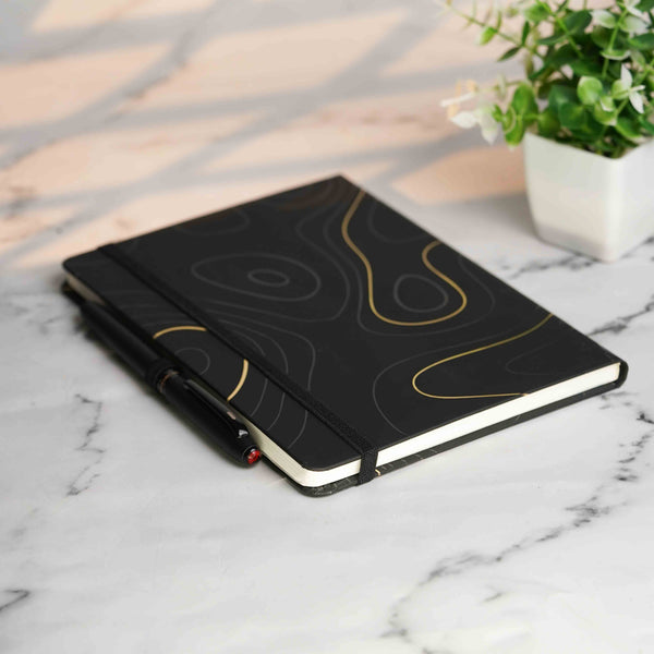 Matte Black Notebook with Ultra Matte Black Garnet 2 in 1 MagSnap Roller Ball Pen with Stylus None