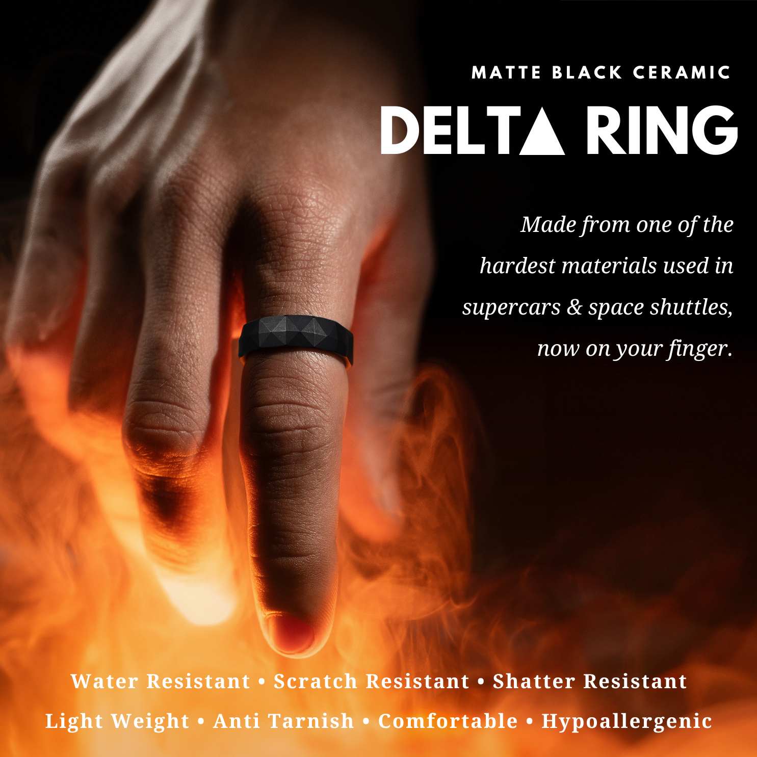 M Premium Jewellery Wakanda Matte Black Ceramic Ring