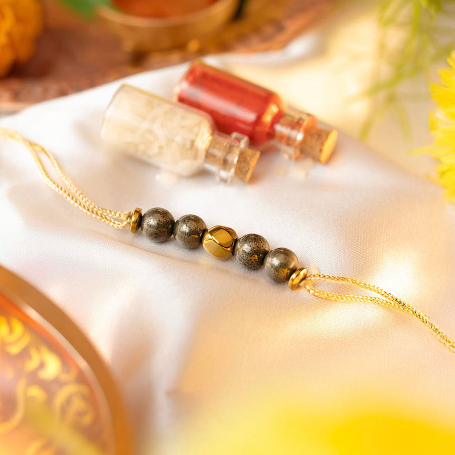 Money Magnet Pyrite Natural Stone Rakhi
