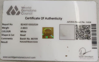 Moonstone lab certificate 10