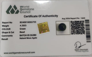 Moss Agate lab certificate 13