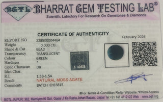 Moss Agate lab certificate 9