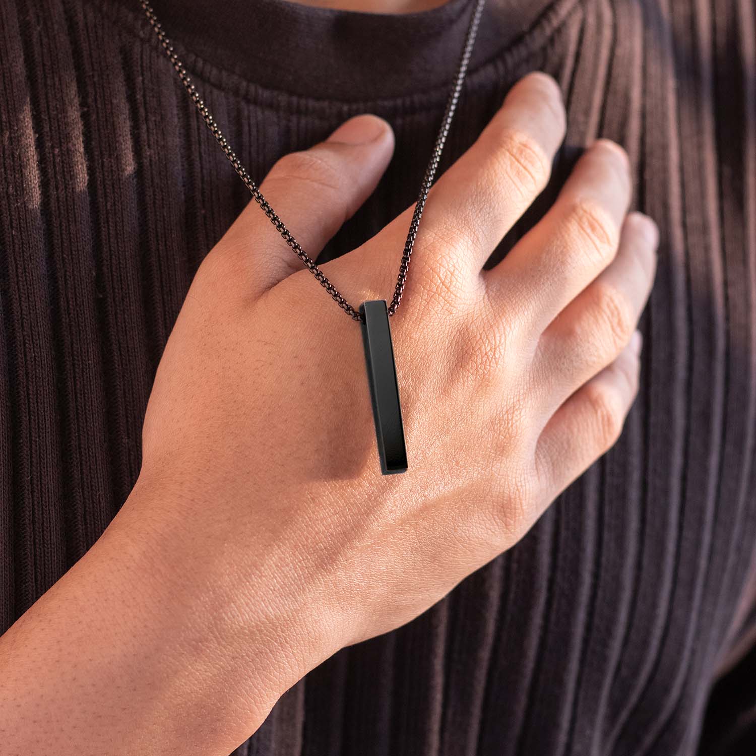 Grounding Obsidian Natural Stone Bar Necklace