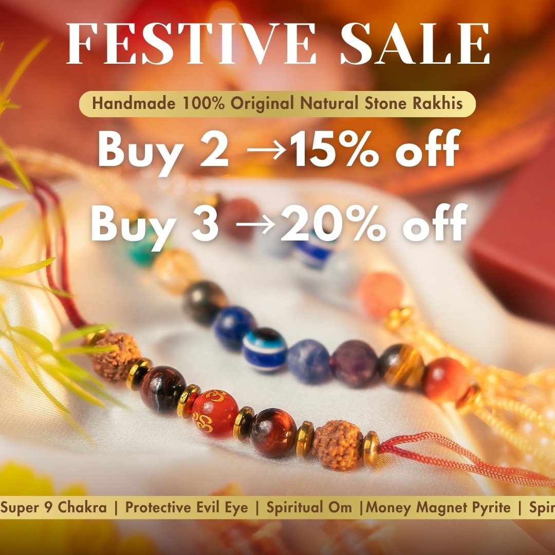 Calming Peach Moon Natural Stone Lumba Rakhi