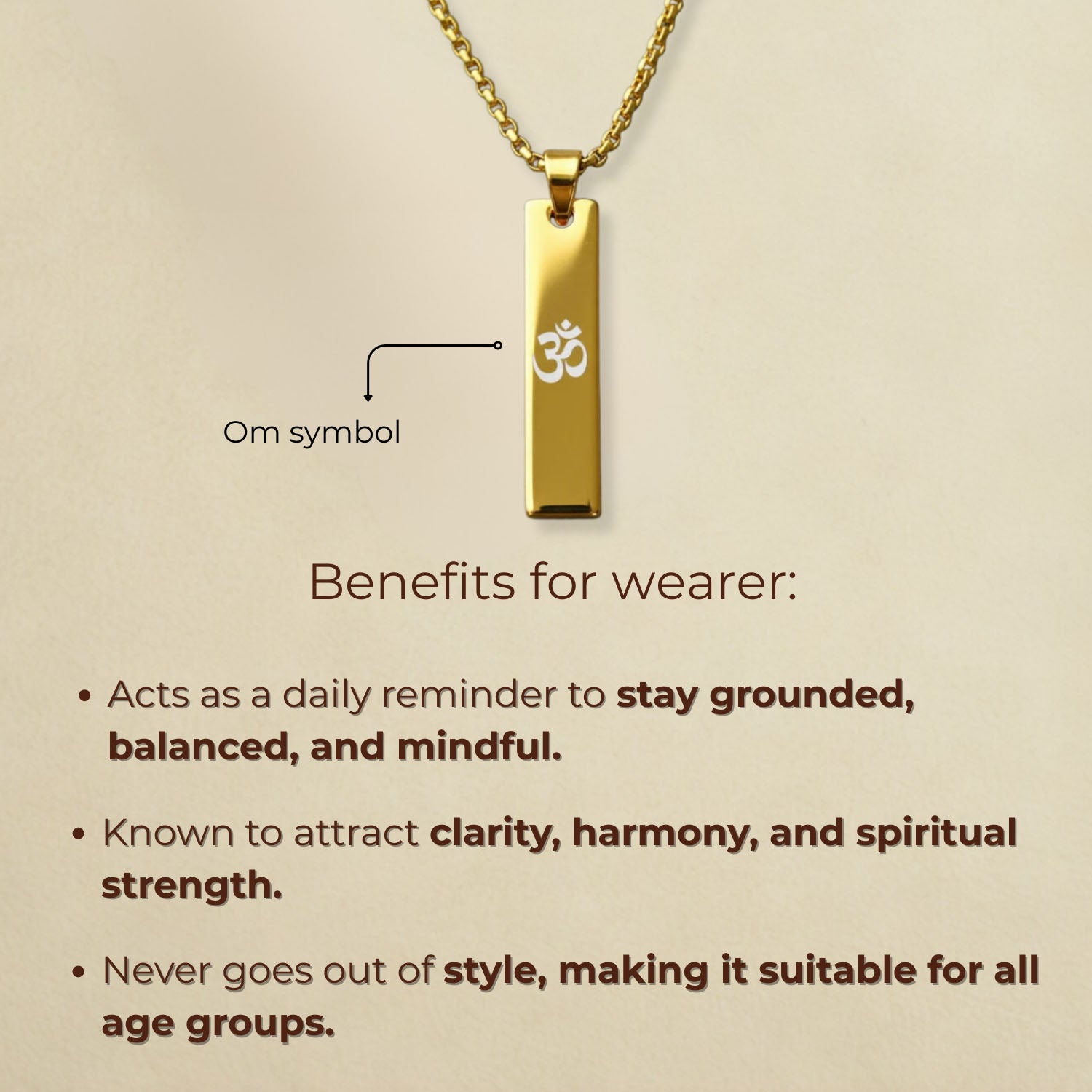 Gold Om Spiritual Mini Bar Necklace