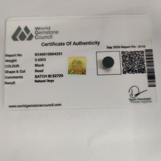 Matte Onyx lab certificate 15