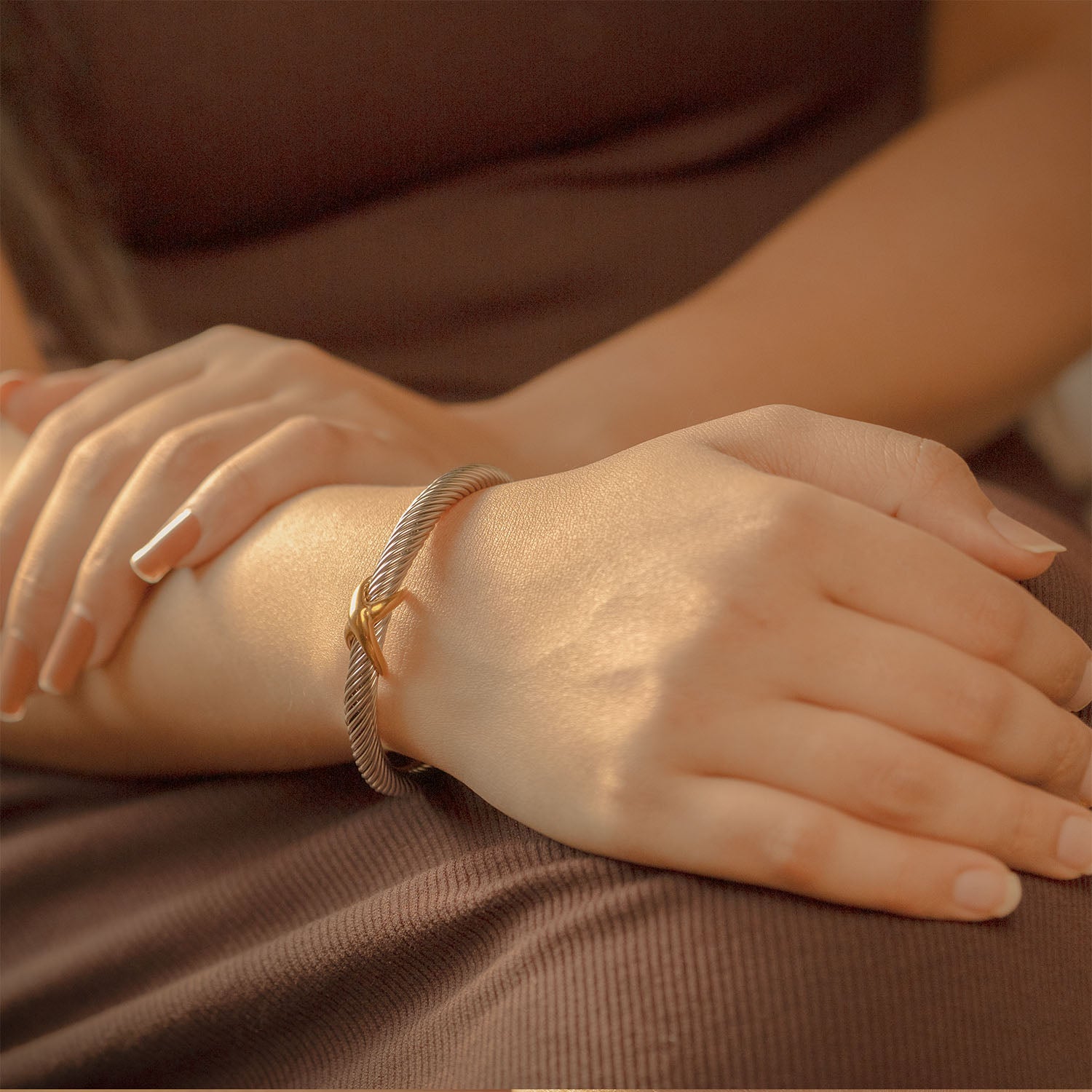 Paloma Twisted Adjustable Bangle Bracelet Silver