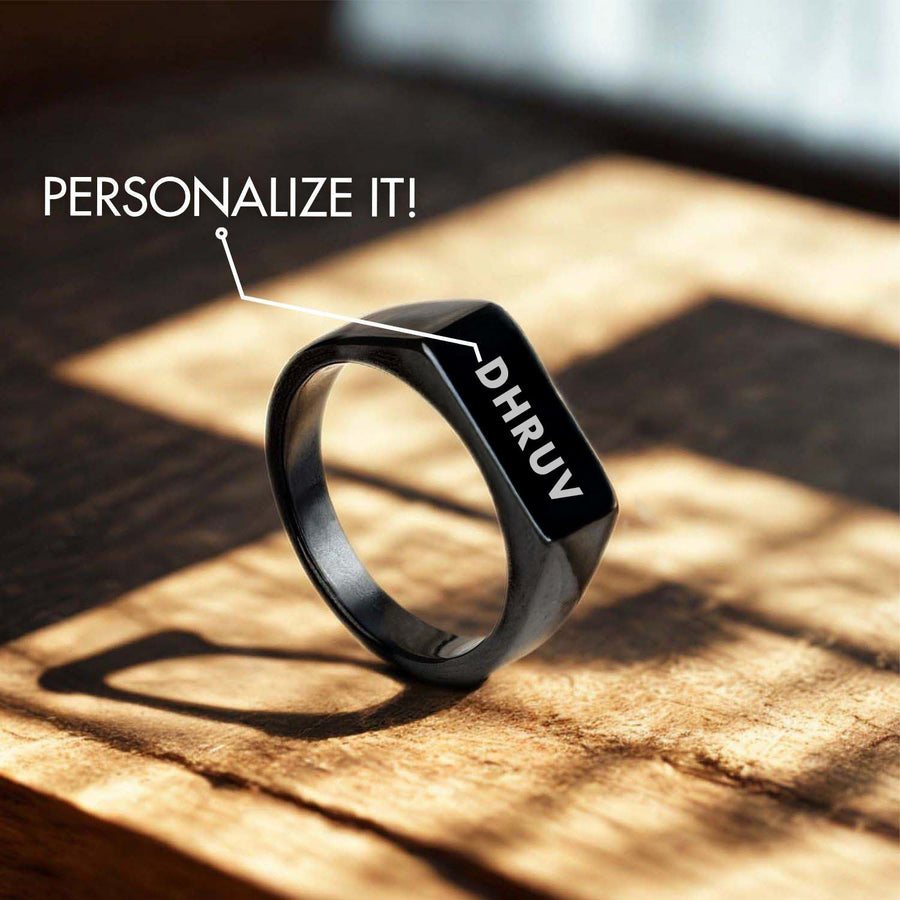 Personalised Noir Band Ring