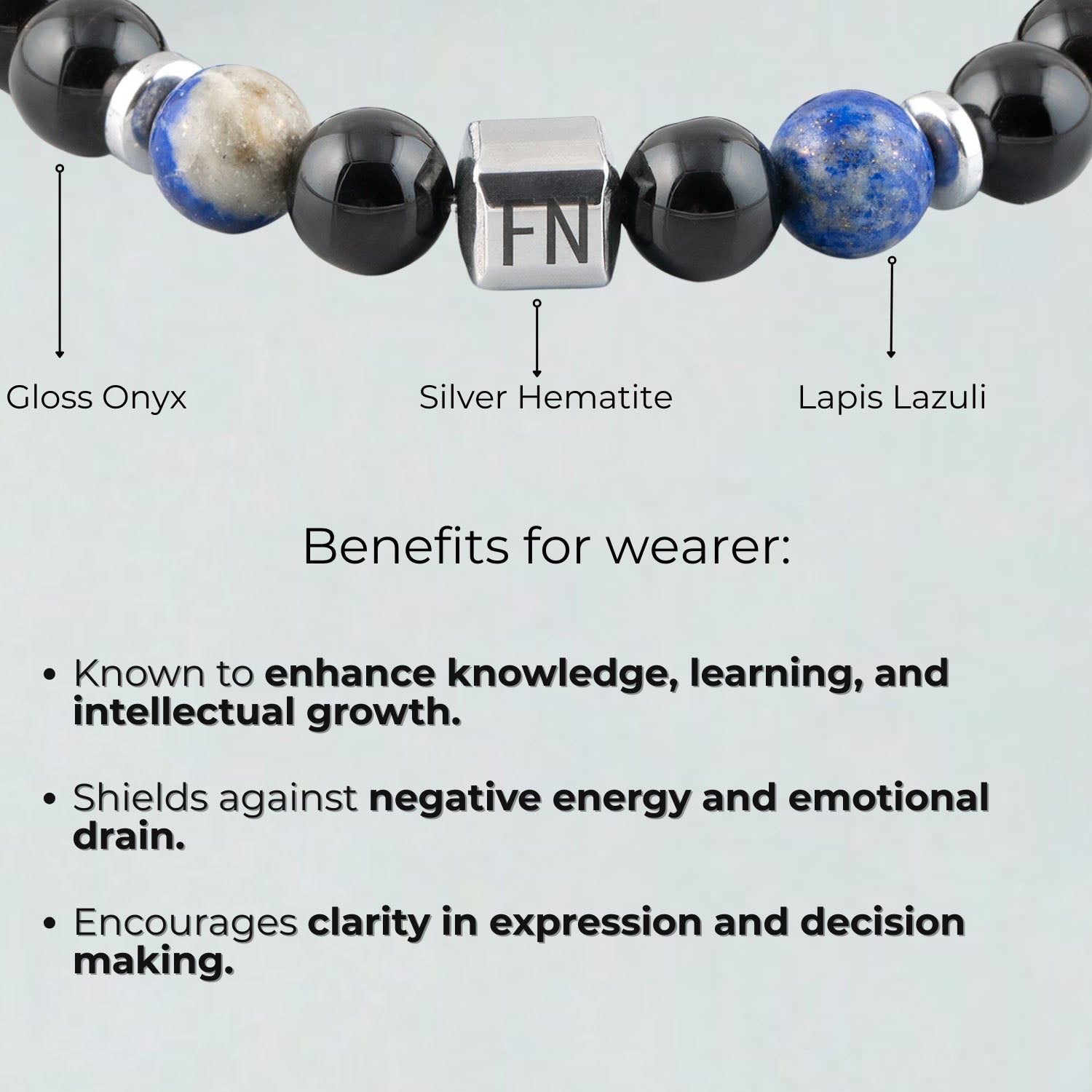 Non Personalised Knowledge Gloss Onyx And Lapis Lazuli Natural Stone Bracelet With Magsnap 2