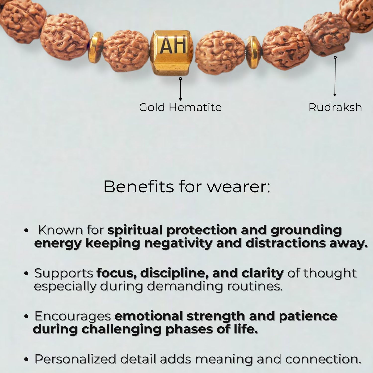 Personalised Natural Stone Jewellery Spiritual Rudraksh Natural Stone Bracelet with Magsnap