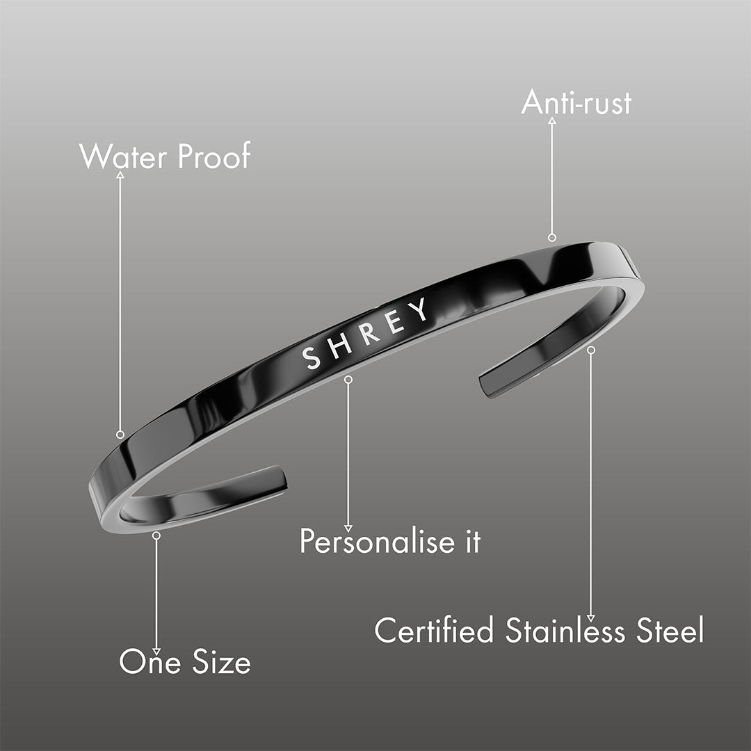 Personalised Black Cuff Kada Bracelet