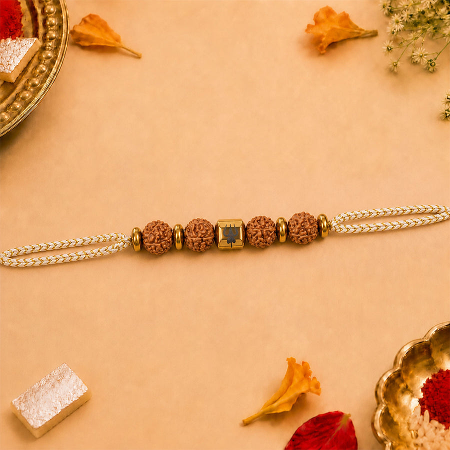Power Shiv Trishul Natural Stone Rakhi