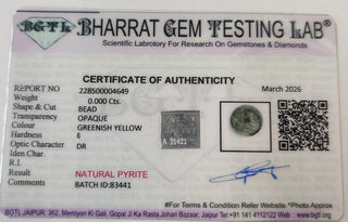 Pyrite lab certificate 10