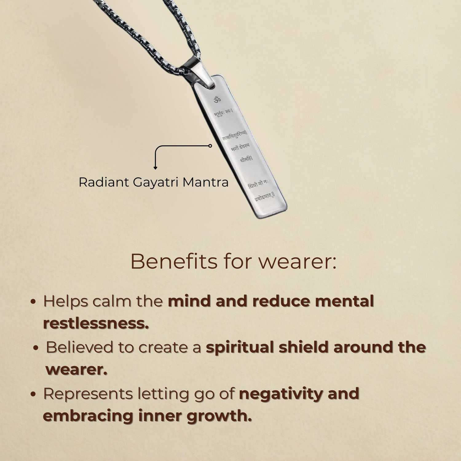 Radiant Gayatri Mantra Gold Mini Tag Necklace